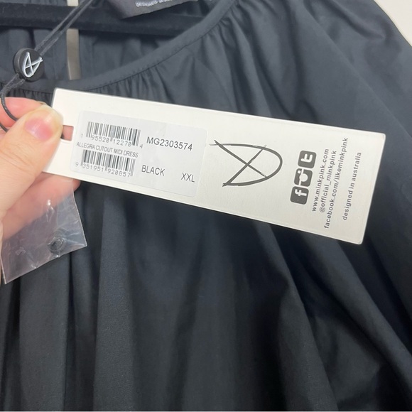 NWT MINKPINK ALLEGRA CUTOUT MIDI DRESS FLUTTER SLEEVES IN BLACK SIZE XXL - Picture 15 of 16